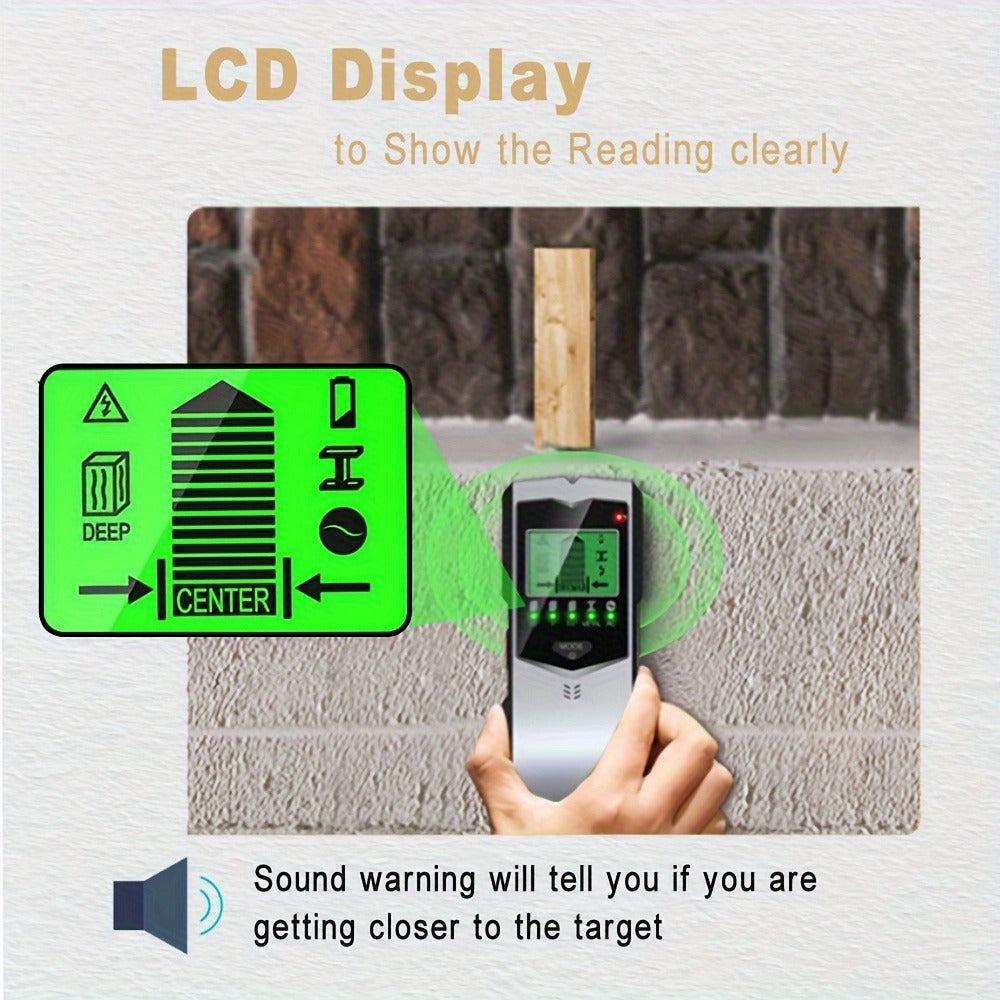 Stud Finder Wall Scanner 5-in-1 Electronic C75 | LCD Display Audio Alarm Detects Wood Studs AC Live Wire Metal Pipes Joists | Accurate Wall Detector for Drywall Home Renovation DIY - product image 6