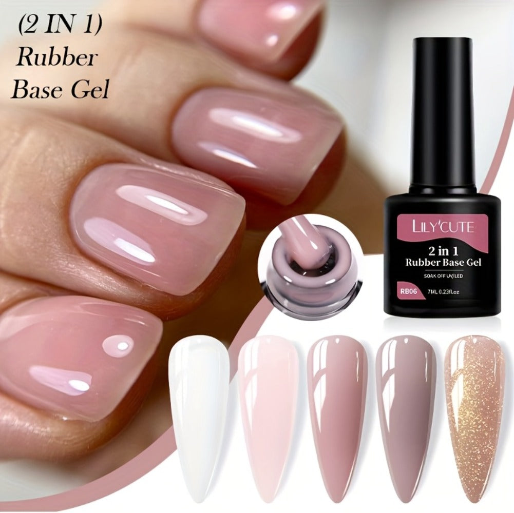 Rubber Base Gel Polish Set 6pcs Nude Pink 2-in-1 Builder Base Coat – Self-Leveling Soak Off UV LED Semi-Permanent Long-Lasting Gel Manicure Kit 0.24oz Each for DIY & Salon Nail Art - product image 16