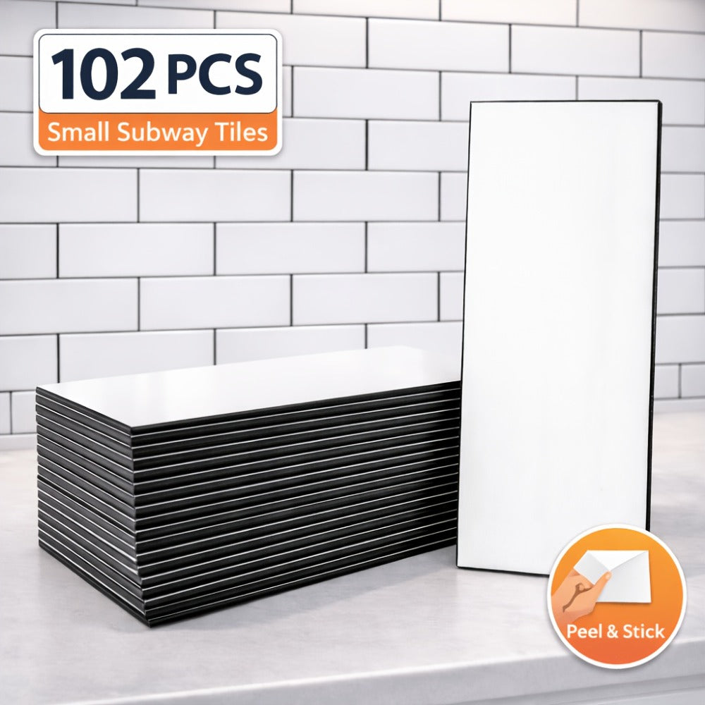 Peel and Stick Subway Tiles 102 Pieces 3x6 Inch Glossy White PVC Self Adhesive Kitchen Backsplash Bathroom Fireplace Wall Panels Waterproof Heatproof Scratch Resistant DIY Remodeli - product image 3