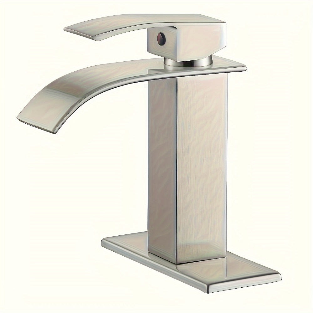 Waterfall Bathroom Sink Faucet, Single Hole or 3-Hole Mixer Tap with 6" Deck Plate, Ceramic Valve, Vanity Faucet for Farmhouse RV Bathroom, Brushed Gold Matte Black Nickel Chrome - product image 13