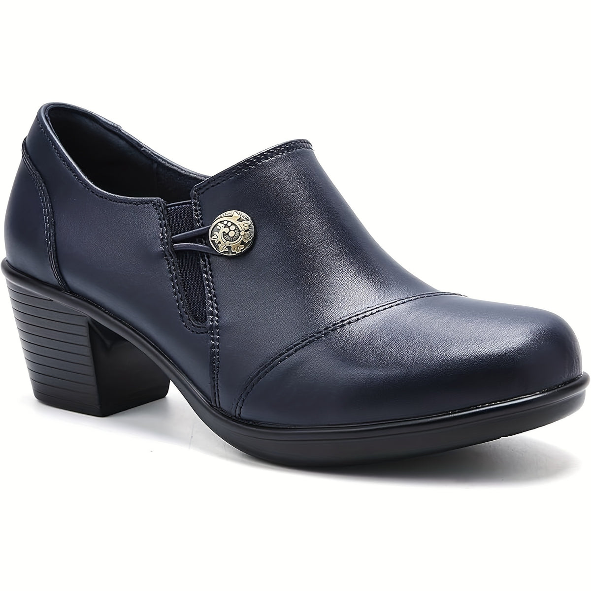 Women's 1pc Loafers, Comfortable Zipper, Thick Heels, High Heels, Casual Office Work, Formal Shoes, Women Shoes - product image 3