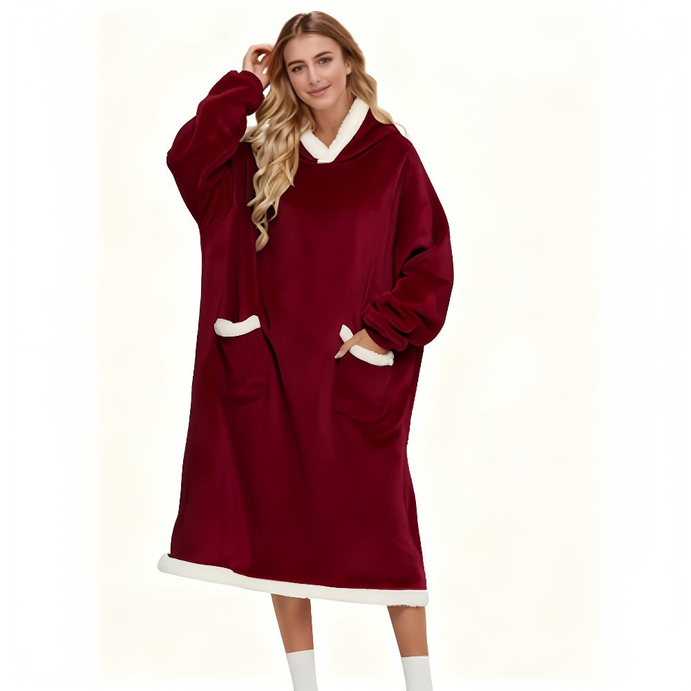 Hooded Wearable Blanket – Double-Sided Flannel Suede Hoodie Blanket for Women & Men, 500gsm Oversized Warm Cozy Sweatshirt - product image 7