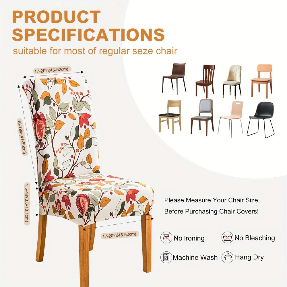 Dining Chair Covers Slipcovers Set of 4 or 6 - Spandex Stretch Milk Velvet Removable Washable Parsons Chair Protector | Anti-Slip Elastic Band | Multiple Prints | Kitchen Dining Ro - product image 4