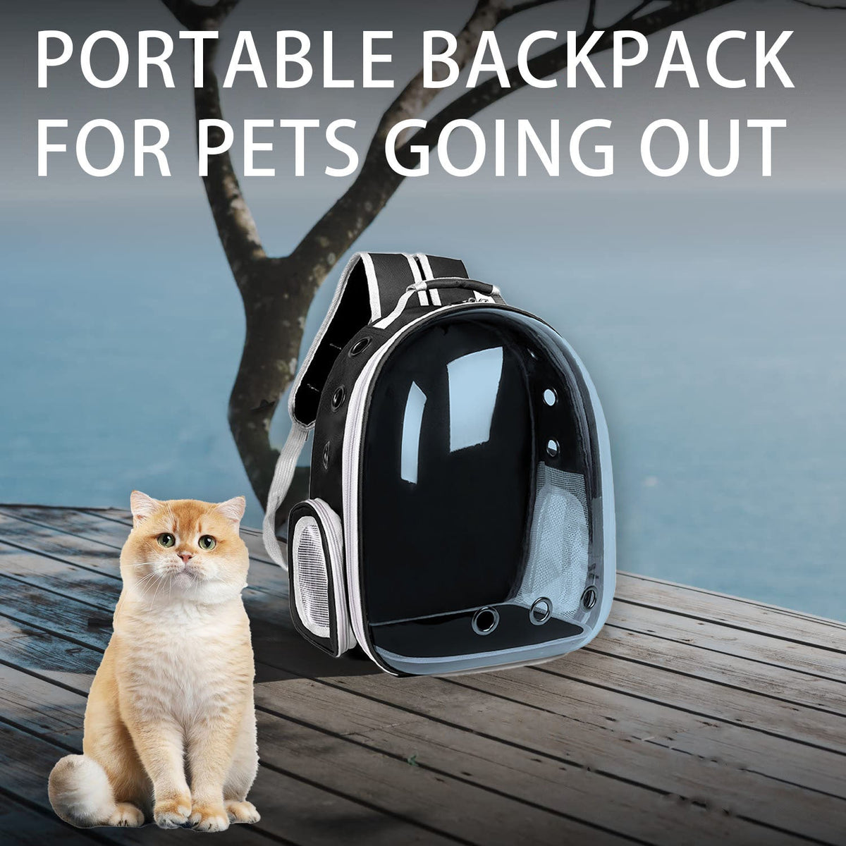 Cat Carrier Backpack Transparent Space Capsule – Portable Breathable Pet Travel Bag for Cats & Small Dogs, Panoramic Window Outdoor Going-Out Backpack with - product image 4