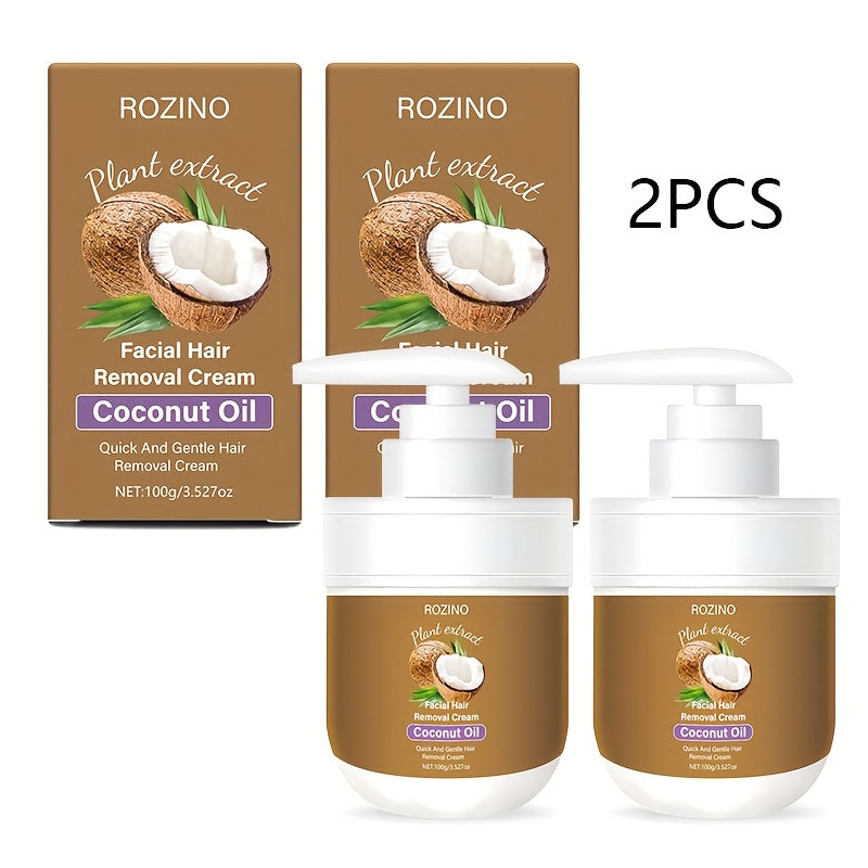 Coconut Oil Hair Removal Cream 2-Pack Gentle Depilatory for Women & Men — Natural Ingredients Deeply Hydrating Minimizes Irritation, Smooth Skin for Face Legs Arms Body, At-Home Pa - product image 12