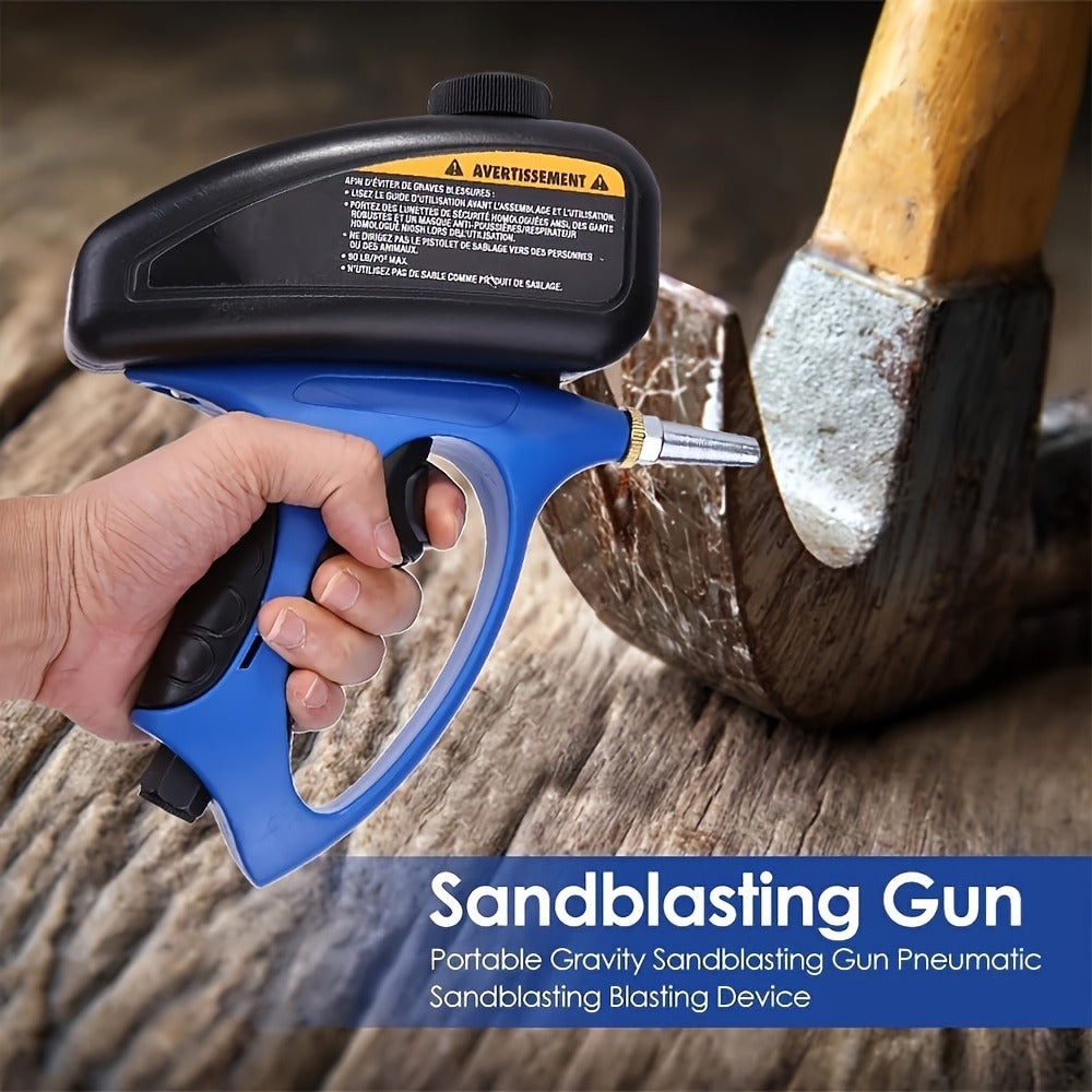 Sandblaster Gun for Air Compressor Pneumatic Abrasive Blasting – 90 PSI Max, 500ml Tank, Small Nozzle, for Metal Rust Removal, Glass Etching, Polishing & Auto Repair – Blue, Red &  - product image 2