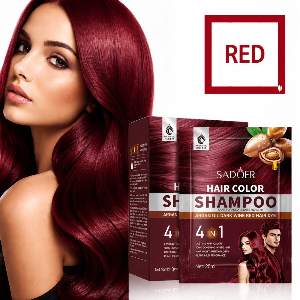 3-in-1 Hair Color Shampoo 10-Pack Single-Use Sachets Natural Dye Deep Cleansing Moisturizing Gel — Gray Coverage Portable At-Home Hair Coloring Unisex Black Brown Red Purple - product image 11