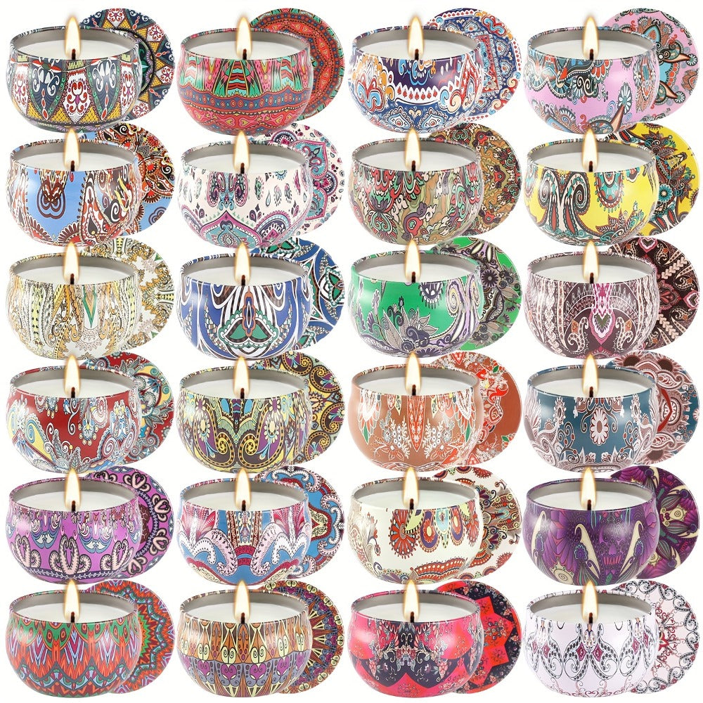 Scented Candles Gift Set 24 Pack Aromatherapy Soy Wax Candles with Lids Portable Travel Tin Can Candles for Home Spa Yoga Birthday Valentine's Day Mother's Day - product image 4