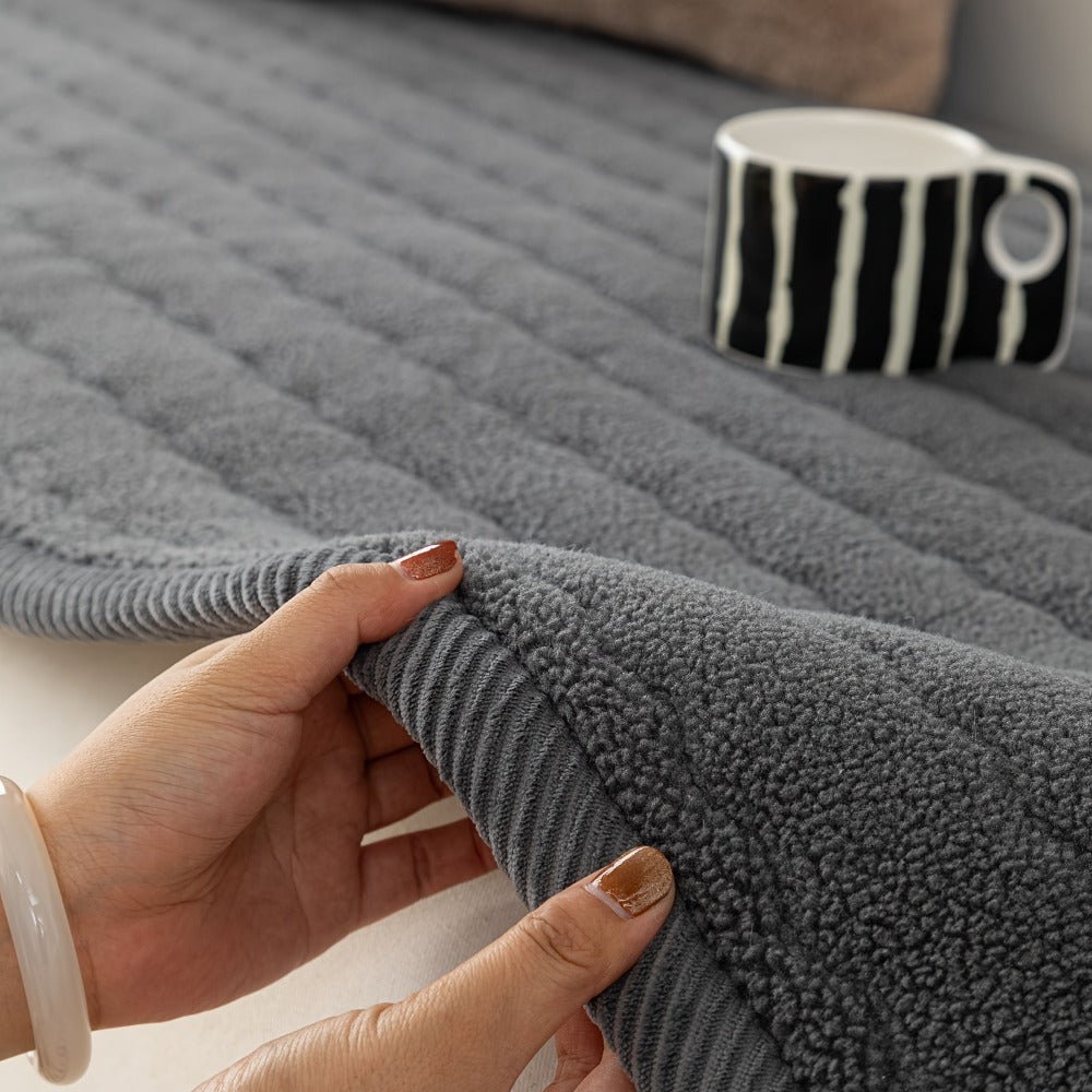 Plush Sofa Cover Bohemian Style Thickened Short Plush Non-Slip Machine Washable Pet Friendly Sofa Slipcover for Living Room Bedroom Office - Armrest Pad to 4 Seater - product image 24