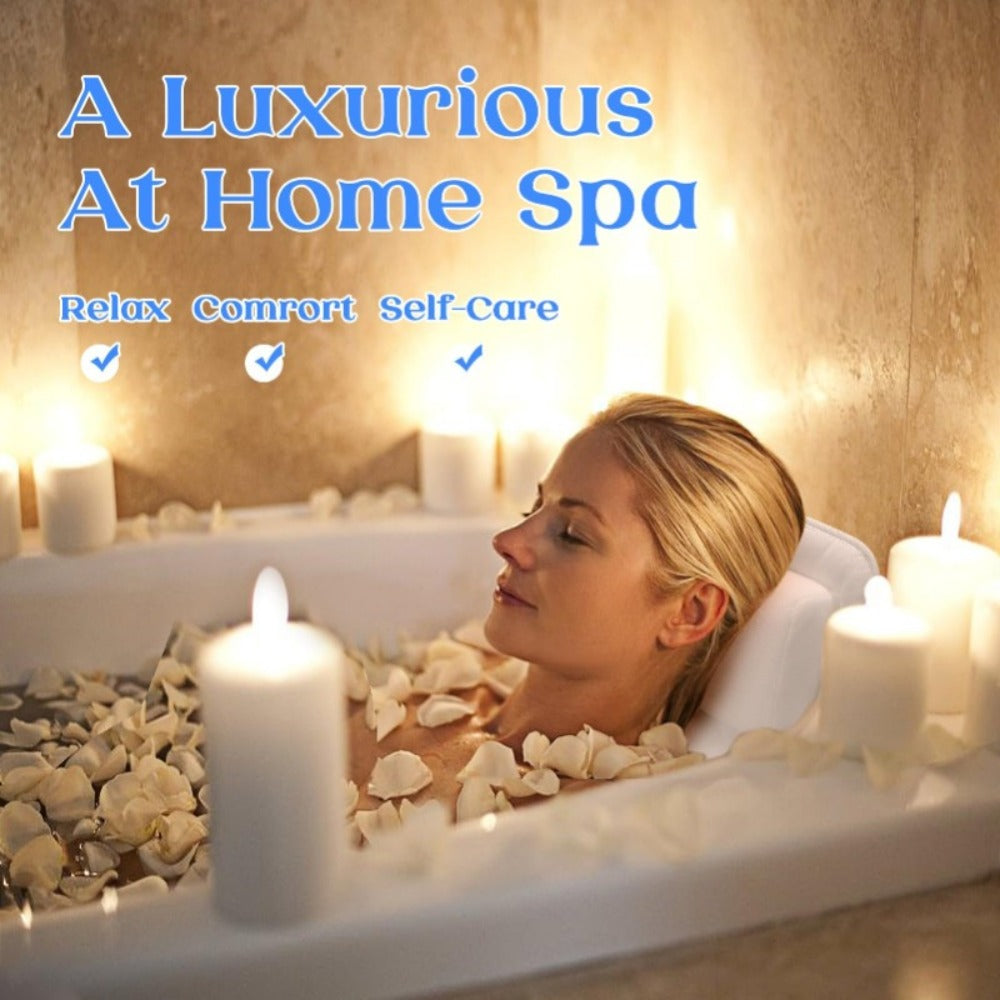 Bath Pillow with Suction Cups Spa Bathtub Neck Back Support Cushion Non-Slip Waterproof Headrest for Tub Relaxation Home Spa Accessories Women Men Ergonomic Quick-Dry Mold Resistan - product image 10
