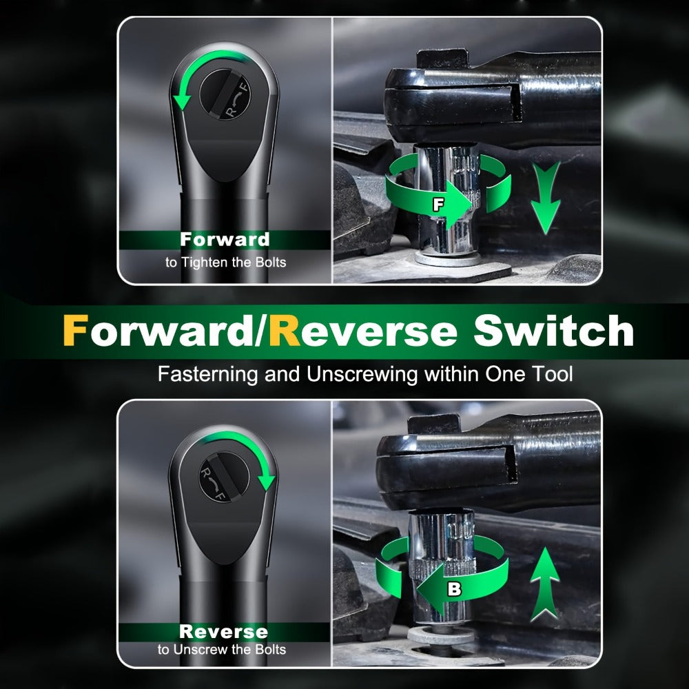 12V Cordless Ratchet Wrench Set 3/8" Drive | 40 Ft-lbs Torque, Variable Speed Trigger, Lithium-Ion Battery, 7 Sockets Included - product image 11