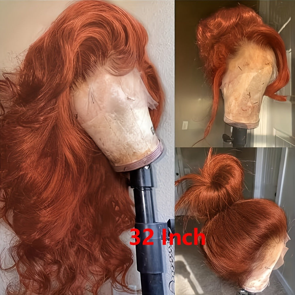 Body Wave Lace Front Wig Synthetic Glueless Heavy Density 26-34 Inch | Dark Brown Red Orange-Red Black Long Wavy Women Daily Wear Party Cosplay - product image 11