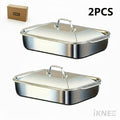 Stainless Steel Baking Pan Set 4-Piece – 2 Deep Roasting Pans & 2 Lidded Pans with Handles, 6-Liter Large Capacity 16.14" Rectangular Baking Pans for Lasagna, Fish, Chicken & Roast - product image 13