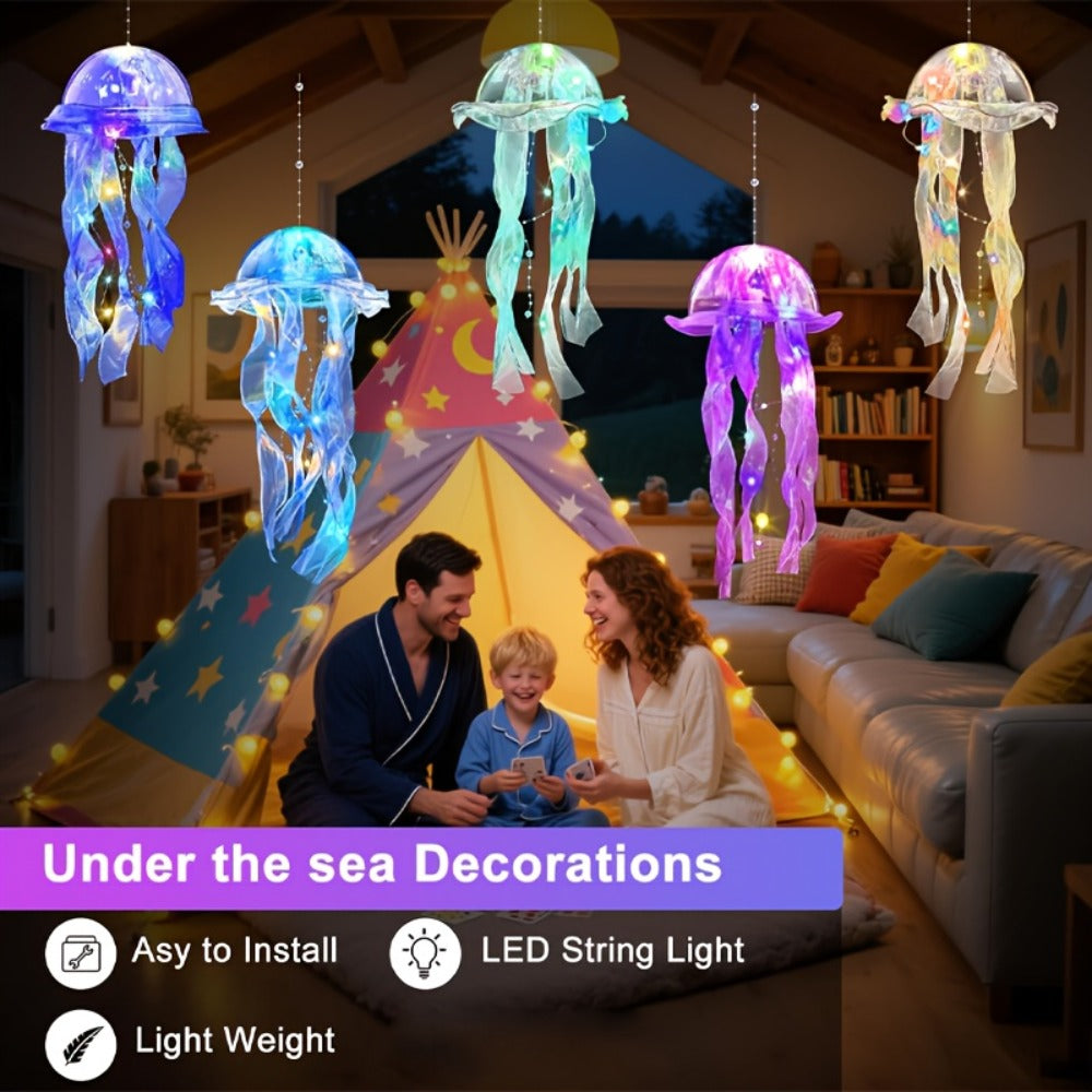 Jellyfish Lantern Party Decorations 5 Pack – Colorful Translucent Ribbon Hanging Lights for Halloween Christmas Wedding Birthday, Indoor Outdoor Festive Event Decor (Crystal Ribbon - product image 8