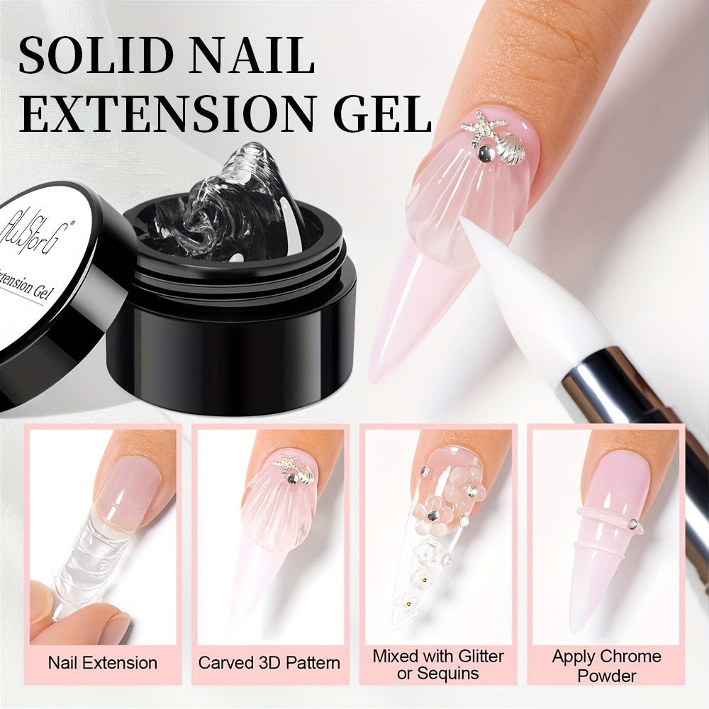 Builder Gel Nail Extension Starter Kit 5pcs Clear Nude Solid — Hard Gel Sculpting Set with Flower Molds & Sculpting Brush for 3D Floral Nail Art, Rhinestone Acrylic Extensions for  - product image 3