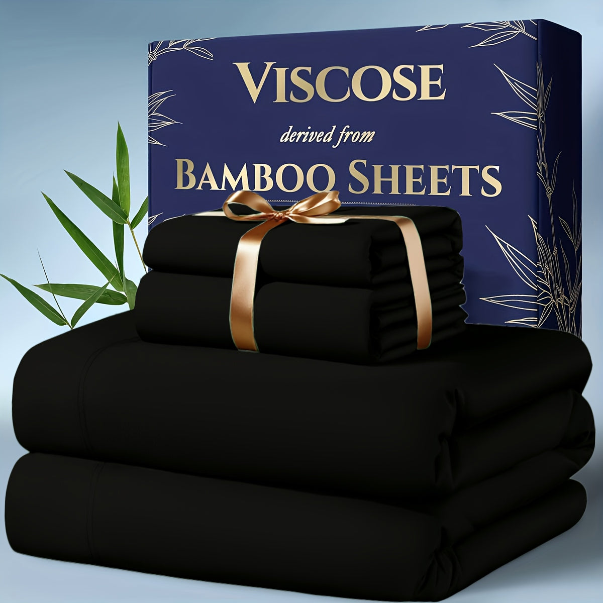 4 pcs Bamboo Cooling Bedding - Extra Deep Pocket Breathable and Cooling - Suitable for Hot Sleepers and Sweats, Children Pillowcases, Flat Sheet and Fitted - product image 7