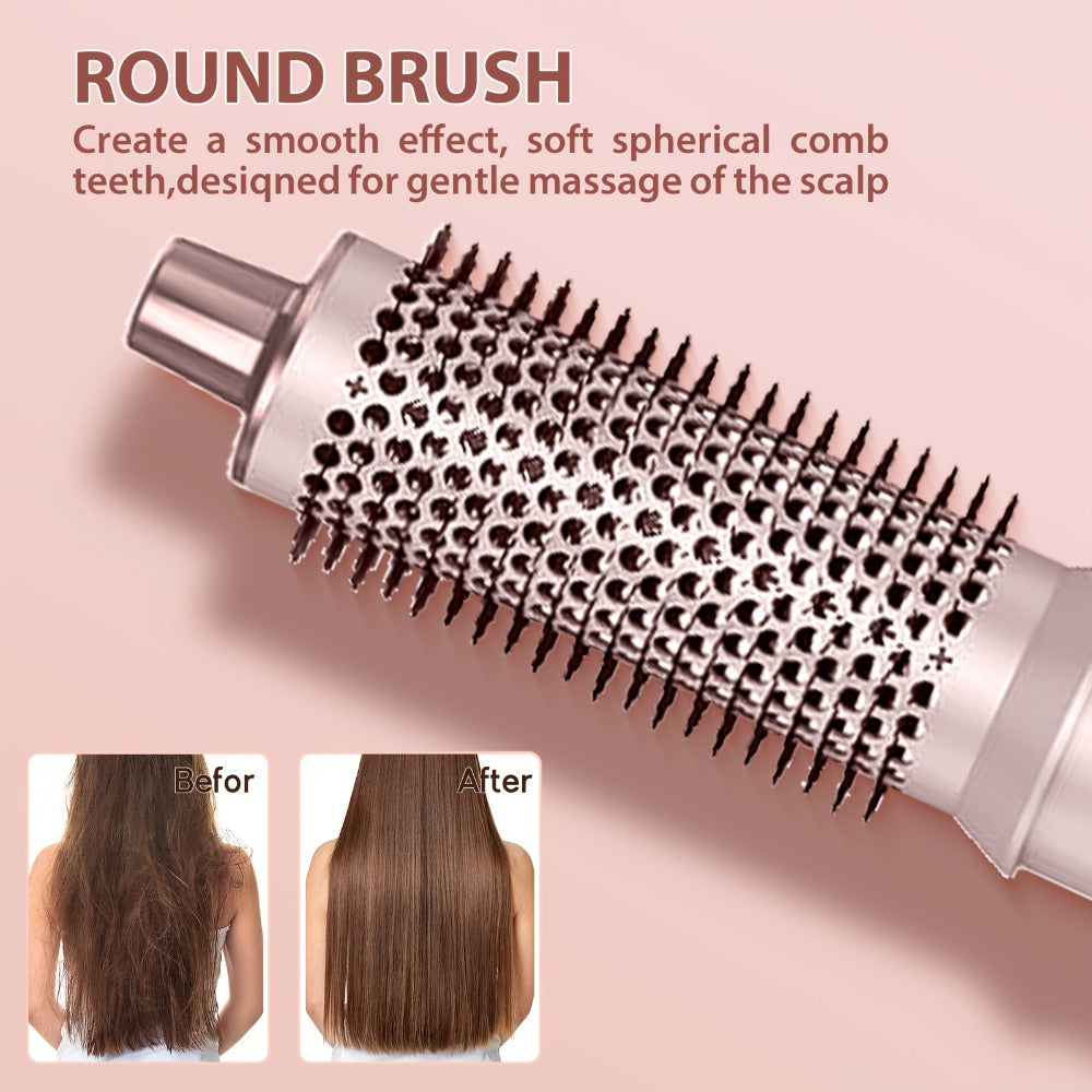 5-in-1 Hot Air Brush Negative Ion Hair Styler Blow Dryer Curler Straightener Volumizer Frizz Control Smooth Finish Multi-Function Styling Brush All Hair Types Women Black Grey Pink - product image 14
