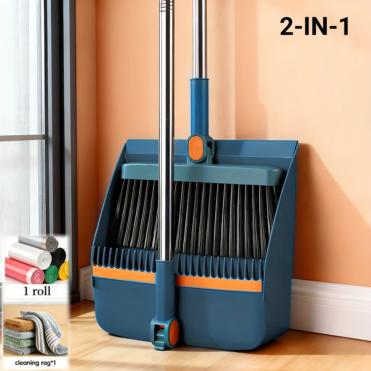 2-In-1|3-In-1|4-In-1 Household Broom with Dustpan Floor, Brush Set Foldable Broom with Dustpan Combo Set and Brush Household Cleaning Tool Set - product image 11