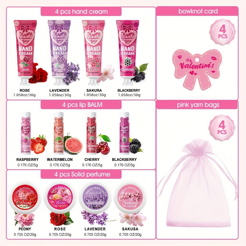20pcs Beauty Gift Set Lip Balm Hand Cream Solid Perfume Pink Gift Bag Glossy Finish All Skin Types Holiday Party Mother's Day Wedding Bridesmaid Favors - product image 13