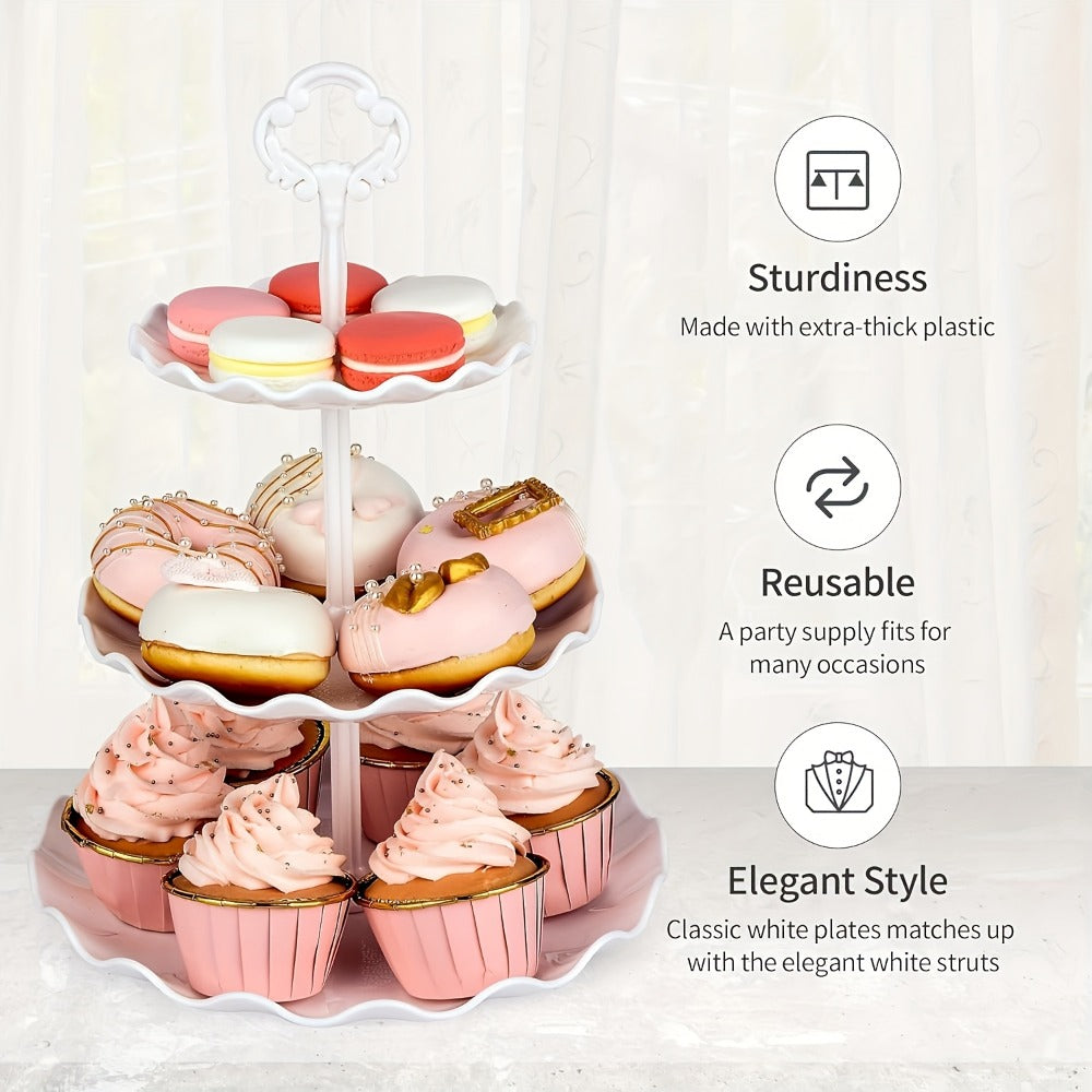 Tiered Cupcake Stand Set 10pcs - 3 Double Layer & 3 Triple Layer Dessert Stands + 4 Appetizer Trays for Birthday Wedding Party - product image 2