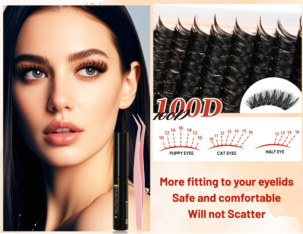 100D Volume Cluster Lashes DIY Individual Lash Extension Kit – Soft Reusable Single Clusters for Full Thick Dramatic Lash Look, Beginner & Pro Friendly Home Salon Use - product image 13