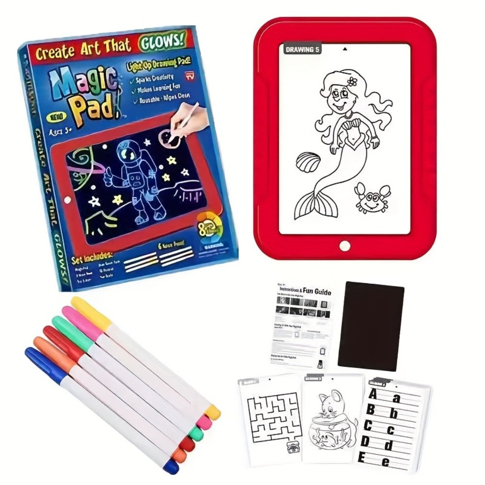 Magic LED Drawing Board for Kids with 15 Double-Sided Tracing Cards & 6 Washable Markers – Perfect Christmas & Birthday Gift – Light Up Luminous Art Board for - product image 6