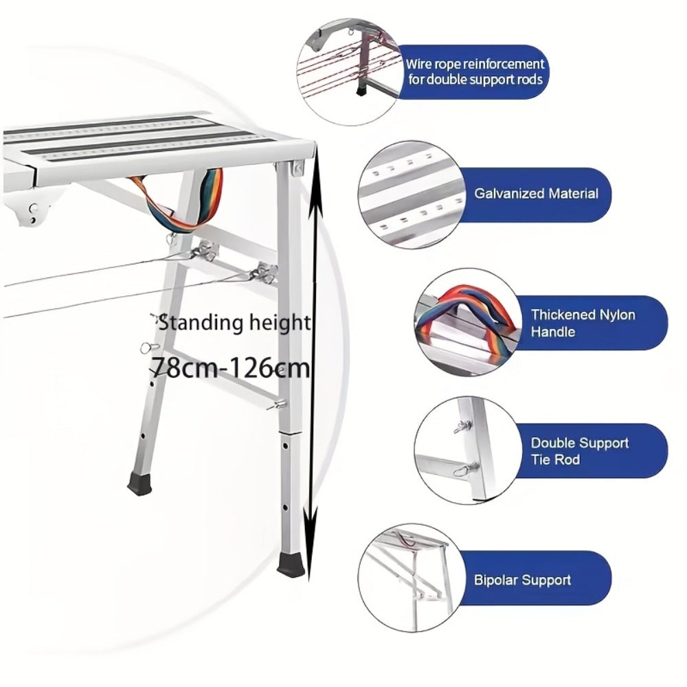 Folding Scaffold Step Stool Adjustable Height 39-79" Portable Steel Work Platform 1300 lb Capacity for Home Renovation Painting Car Washing RV Cleaning - product image 18