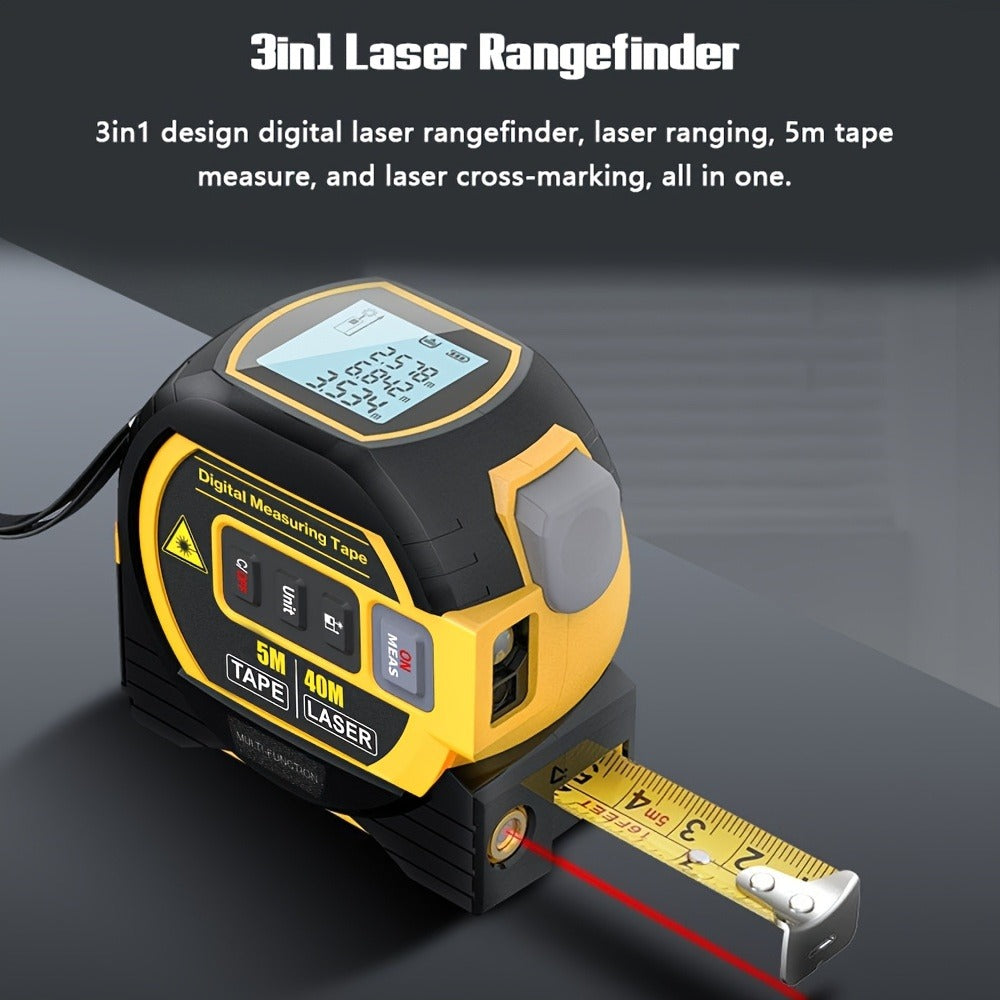 Laser Distance Meter 3-in-1 60M Laser Rangefinder with 5M Tape Measure Laser Cross Line Area Volume Pythagorean Measurement 20 Data Memory for Construction Housing Survey - product image 7