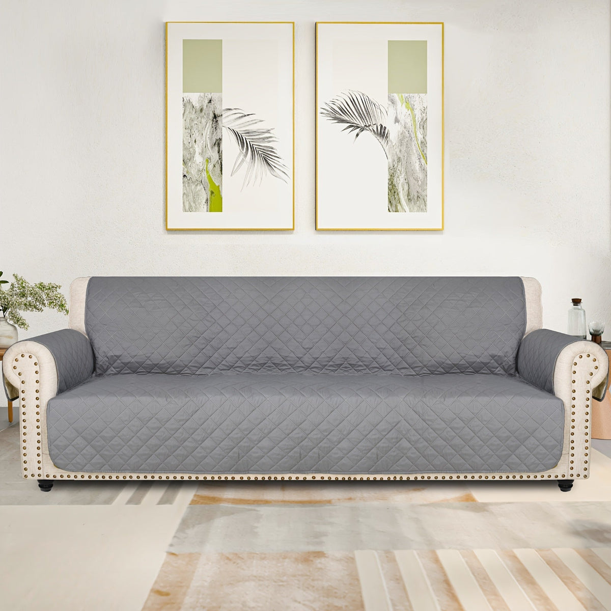 Sofa Slipcover 5-Layer Quilted Thick Sofa Cover Protector Elastic Strap Non-Slip Washable Pet Friendly Universal Fit 3 4 Seater Couch Cover for Living Room - 10 Colors - product image 40