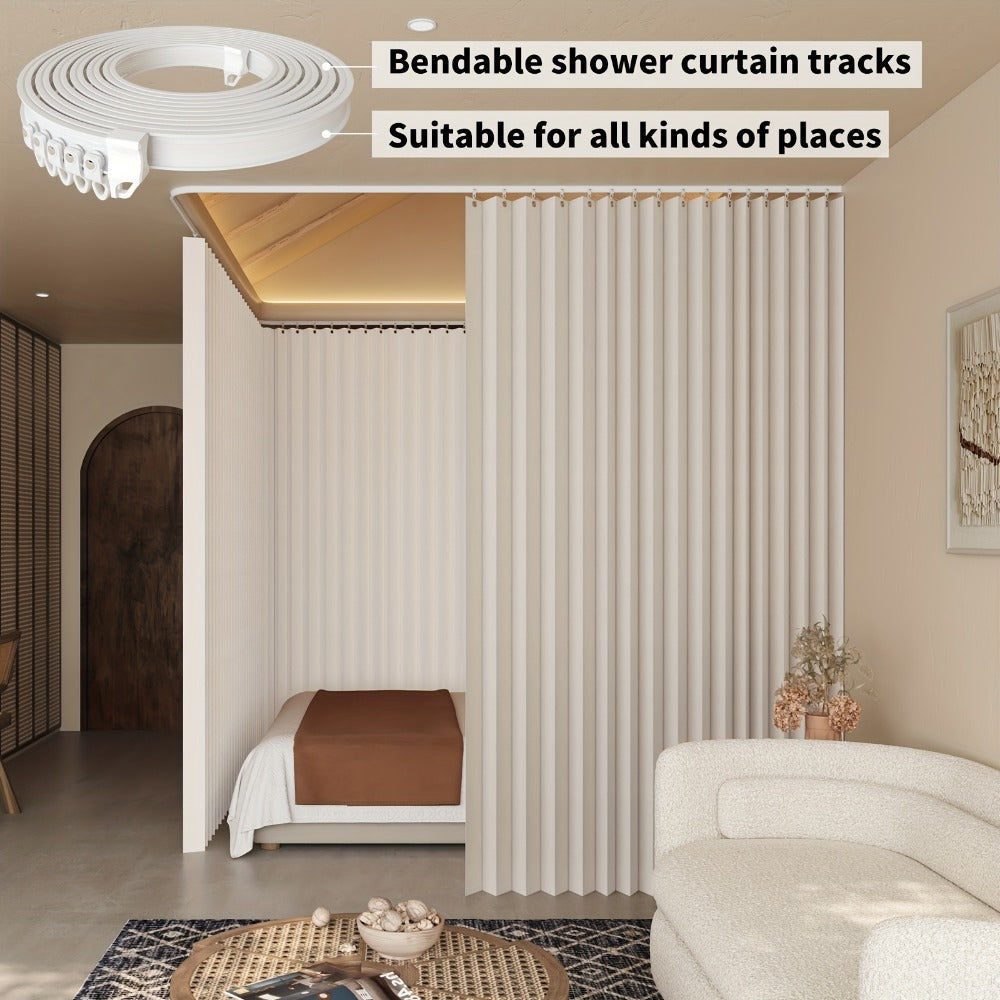 Flexible Curtain Rail Track – Bendable PVC Ceiling Mount Curtain Rod for Bay Window, Bathroom & Home Decor, Trim-to-Fit Monorail Curtain Track System - product image 8