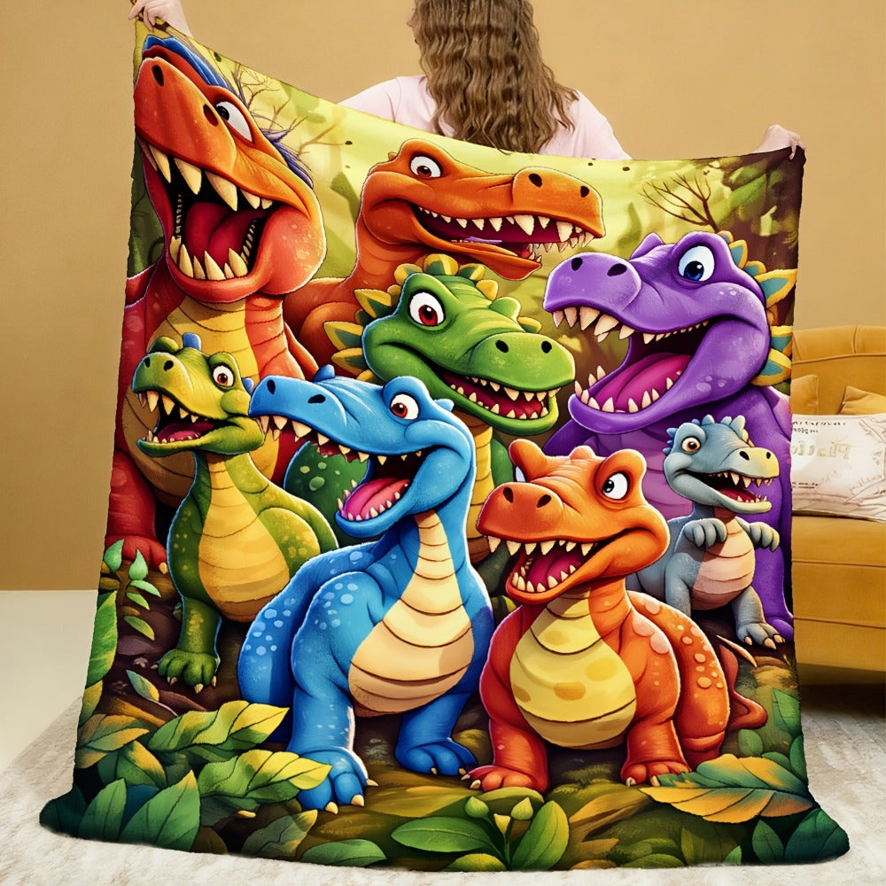 Dinosaur Print Flannel Throw Blanket – 250-300gsm Soft Lightweight Cartoon Dino Blanket for Kids, Couch, Bed & Travel, 5 Sizes - product image 8