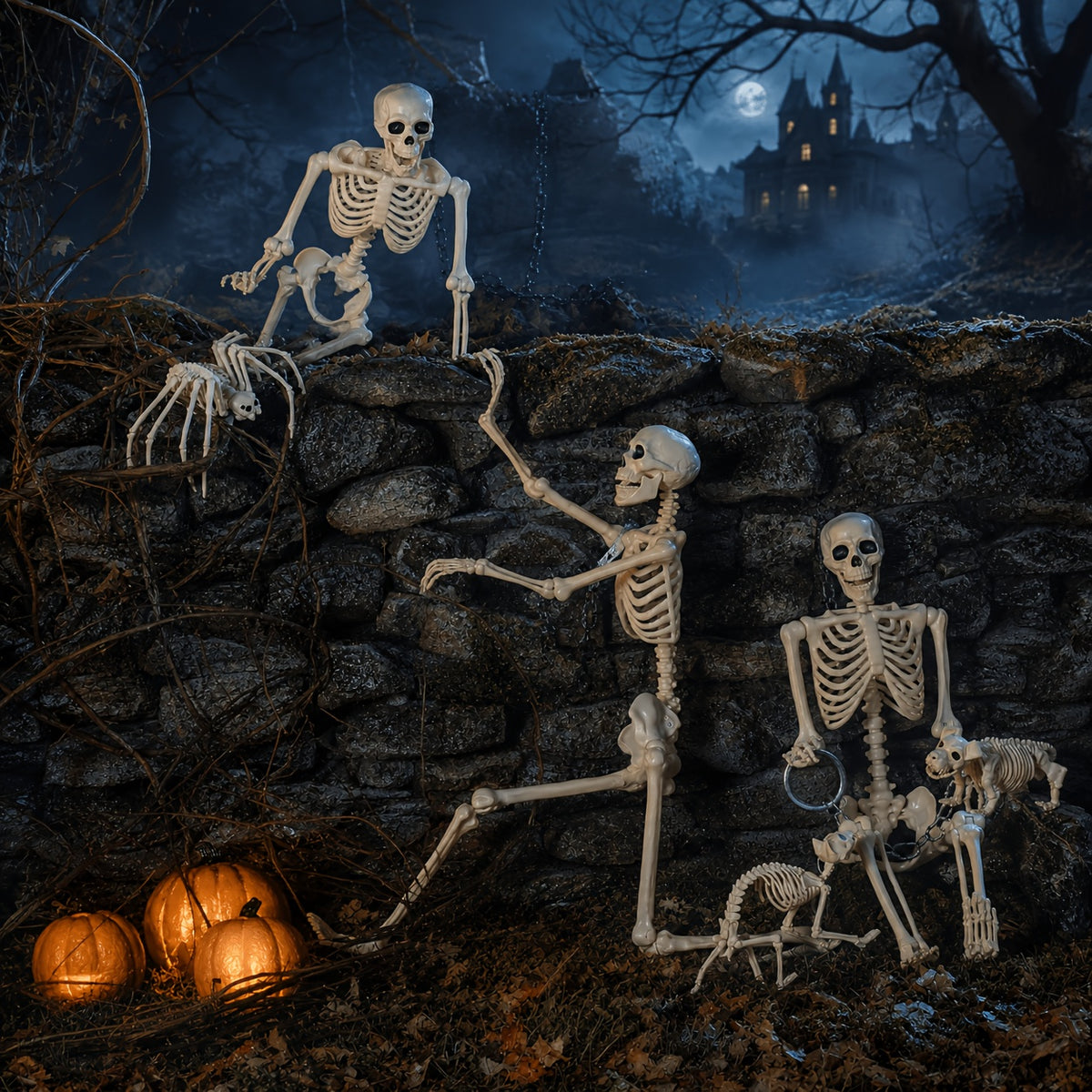 5.4Ft Adjustable Life-Size Human Adult Skeleton Plastic Human Bones with Movable Joints for Halloween Decoration - product image 6