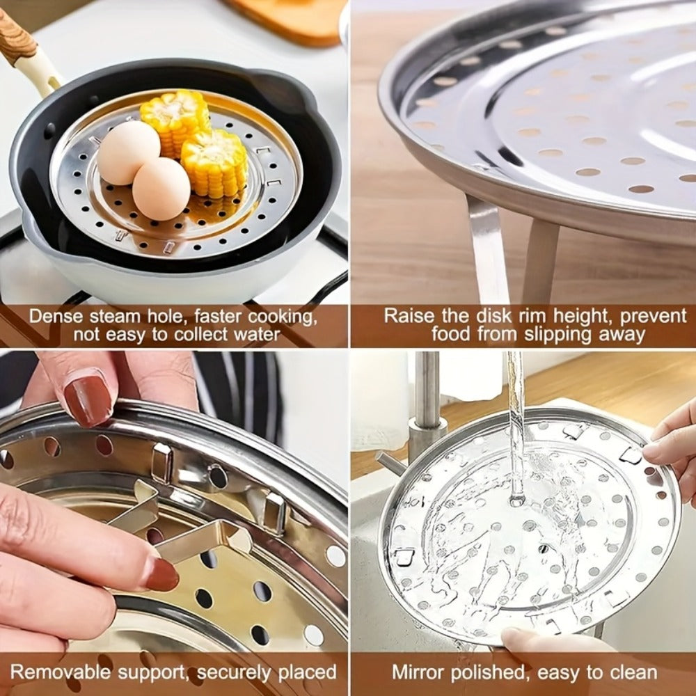 Stainless Steel Steamer Rack Set 3-Piece Multi-Layer Round Steamer Insert with Can Holder – Fits Most Pots for Home Kitchen | Stackable Steam Tray Cooking Rack for Vegetables Dumpl - product image 6