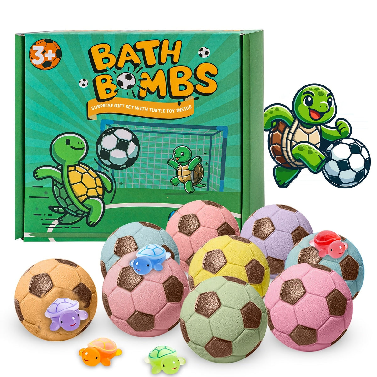 Soccer Ball Bath Bombs Gift Set 9 Pcs with Surprise Toys Inside - Lavender Scent Handmade Fizzy Bath Balls, Fun Spa Gift for Kids Boys Girls Soccer Fans, Birthday & Holiday Party F - product image 9