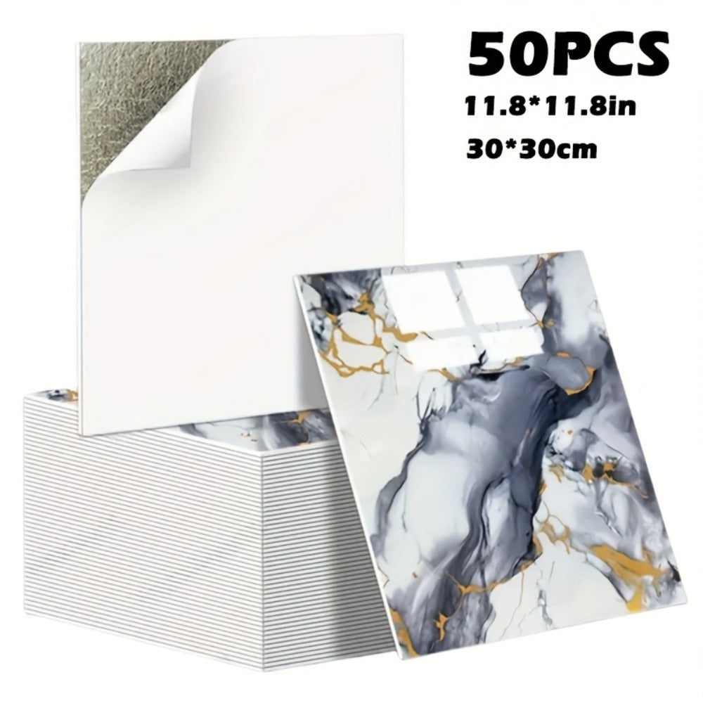 Peel and Stick Wall Tiles 50/100pcs - Waterproof PVC Marble Self-Adhesive Vinyl Panels for Bathroom Shower Kitchen Living Room TV Backdrop, Modern Wall Decor Easy Installation No G - product image 11
