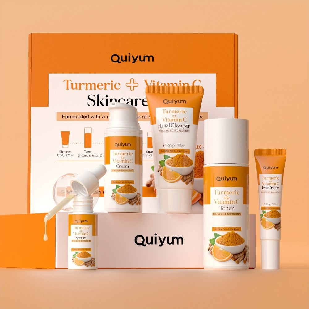 5-in-1 Turmeric Vitamin C Skincare Set Facial Cleanser Serum Face Cream Eye Cream Toner Brightening Anti-Aging Gift Set for Women - product image 9