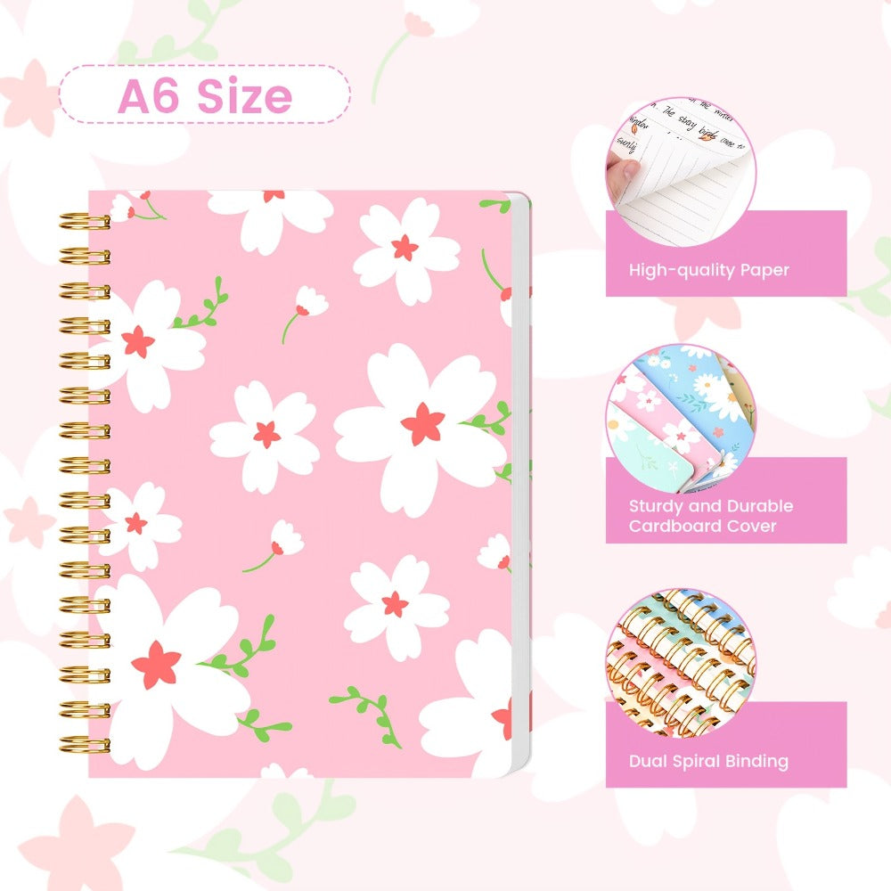 A6 Spiral Notebooks 8 Pack - Floral Design College Ruled Journals with Tear-Off Pages | Portable Memo Pads for Students & Office | Gift Set - product image 5