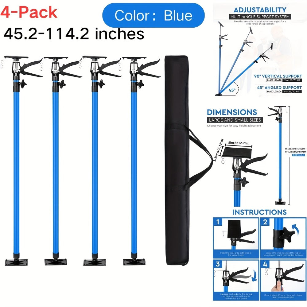 Adjustable Steel Support Rods for Drywall & Cabinet Installation, Extendable Construction Support Poles 19.7"-45.3" / 45"-114", Manual Lifting Tool Height Adjuster for Home Renovat - product image 4