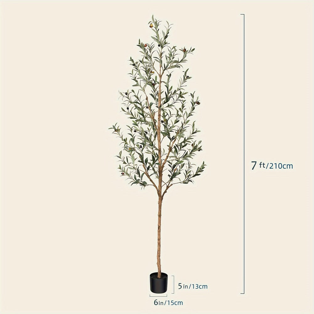 Artificial Olive Tree Potted Faux Plant Real Wood Trunk Lifelike Fruits Indoor Outdoor Home Office Decor Fake Silk Tree Multiple Sizes Available 4ft 5ft 6ft 7ft - product image 9