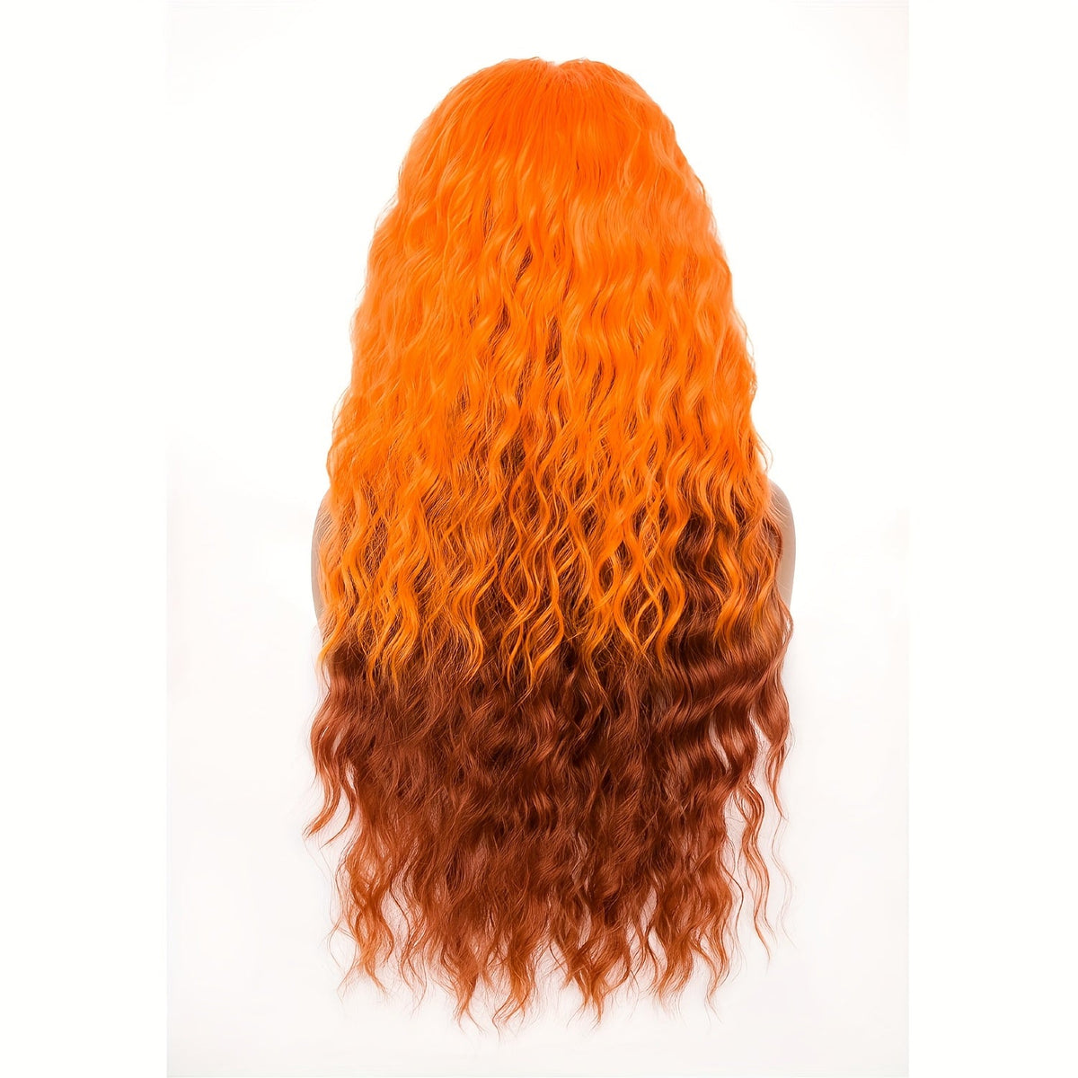 Ombre Dark Root Curly Wig Long Wavy 30 Inch Synthetic Middle Part Ash Blonde Brown Gradient Orange Voluminous Party Halloween Daily Wear Women - product image 12