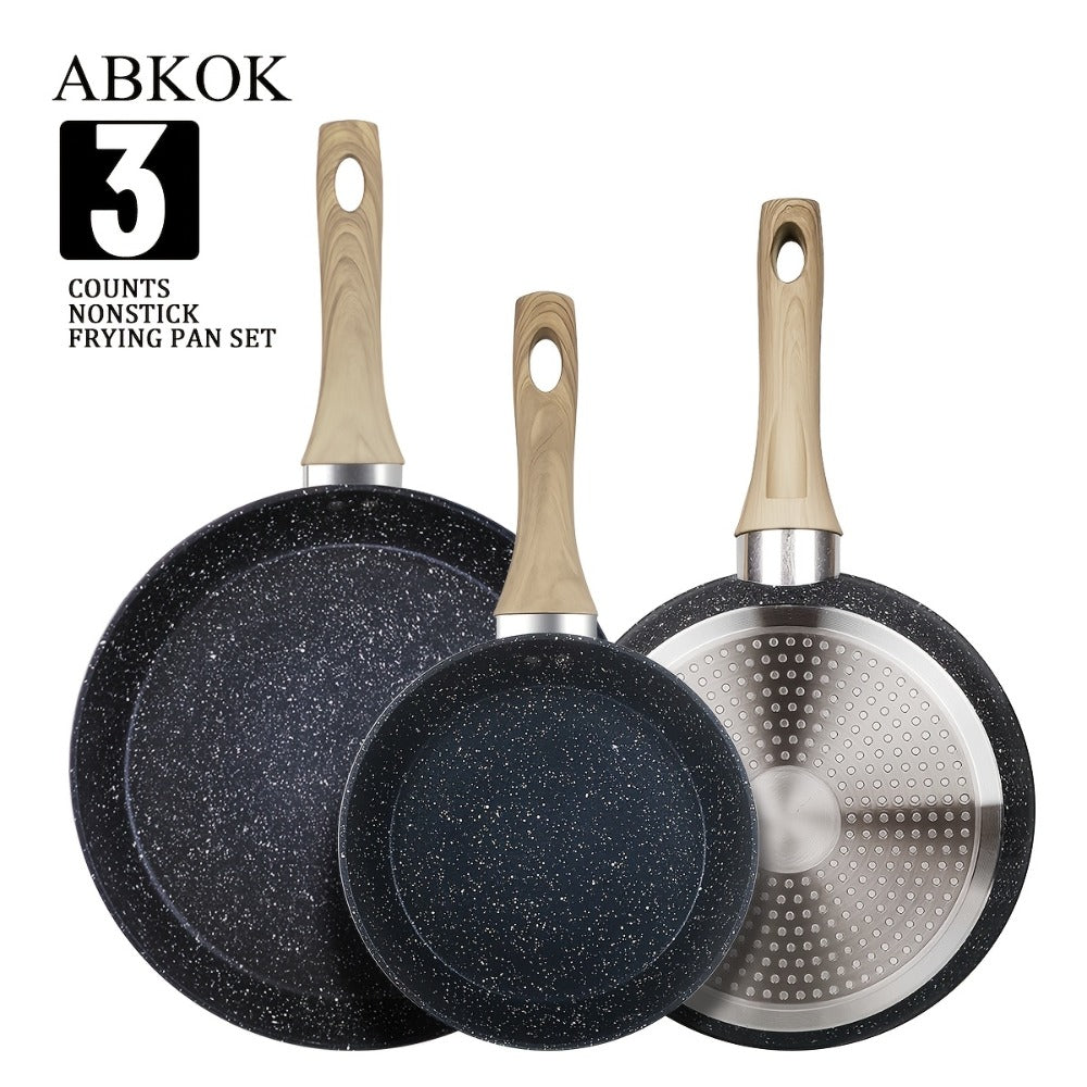 Non-Stick Frying Pan Set 3-Piece 7 9.5 11 Inch – Dishwasher Safe Skillet Set with Insulated Handle | Induction Compatible Home Kitchen Pans in Beige Grey & Black | Durable Even-Hea - product image 7