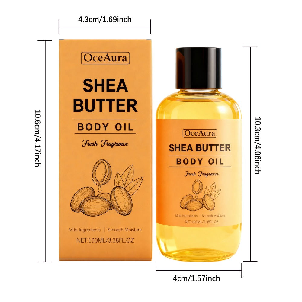 Shea Butter Body Oil Moisturizing Non-Greasy Fast Absorbing Lightweight Formula – Gentle Mild Cleansing Soft Smooth Skin All Body Daily Skin Care Value Pack 3.38oz 2pcs - product image 6