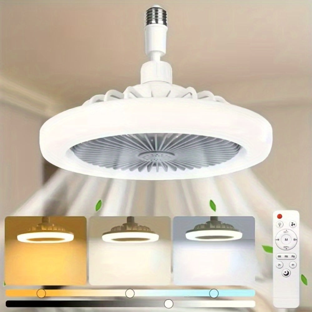 Ceiling Fan Light with Remote Control, Dimmable LED 3000-6500K, 3-Speed Fan, E26 Base, 360° Adjustable Universal Joint, Timed Night Light, Room Decor White & Gray - product image 4