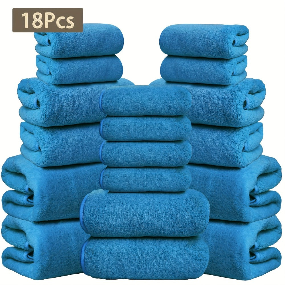 Coral Velvet Bath Towel Set 18pcs – 4 Bath Towels 4 Hand Towels 10 Washcloths Hotel Quality Soft Absorbent - product image 18