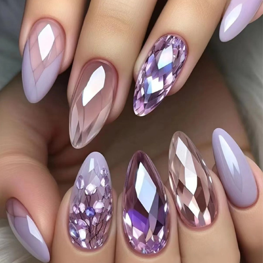 Holographic Nails 120 Pieces 5 Packs Medium Almond Press On Nails Gradient Iridescent – Mixed Color Orange Tones Full Cover Fake Nails Kit with Jelly Glue & Nail File for Women Gir - product image 14
