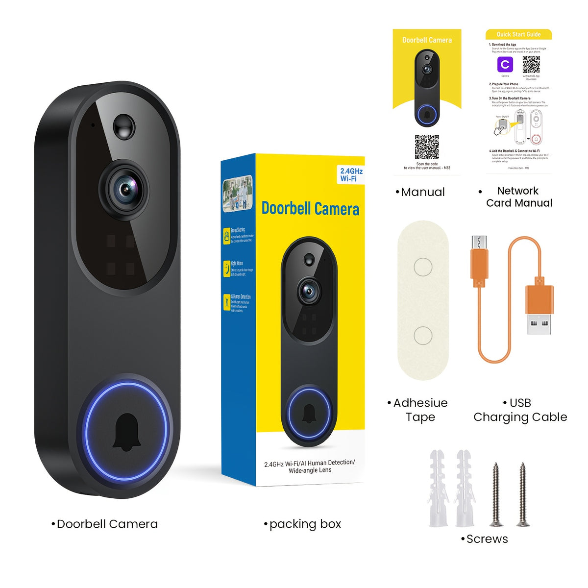 2K Wireless Camera, Multi-combination Smart Doorbell, 166° Wide-angle Video Surveillance, Two-way Voice Intercom, Cloud Storage, Support For Rechargeable - product image 14
