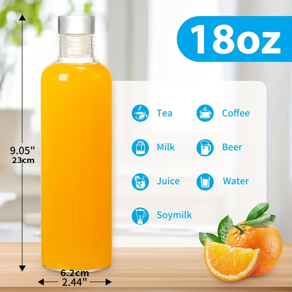 Borosilicate Glass Water Bottle Set of 6 with Lid Sleeve and Cleaning Brush – 18oz Reusable Juice Bottles | Non-Slip Sports Drinking Vessels for Home Office Gym Travel - product image 4