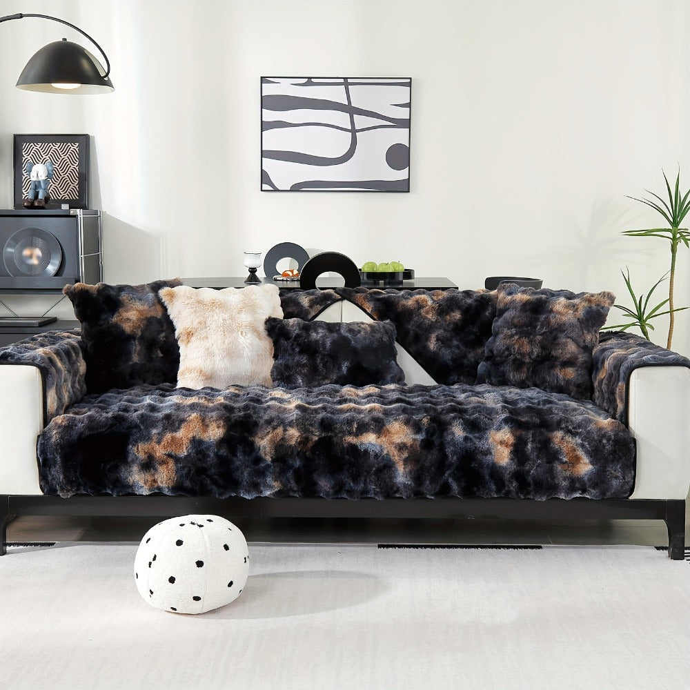 Plush Sofa Cover Faux Lamb Thick Fluffy Couch Slipcover Pet Friendly Machine Washable Gradient Color Polyester Furniture Protector for Armchair Single Double Triple Sofa Living Roo - product image 48