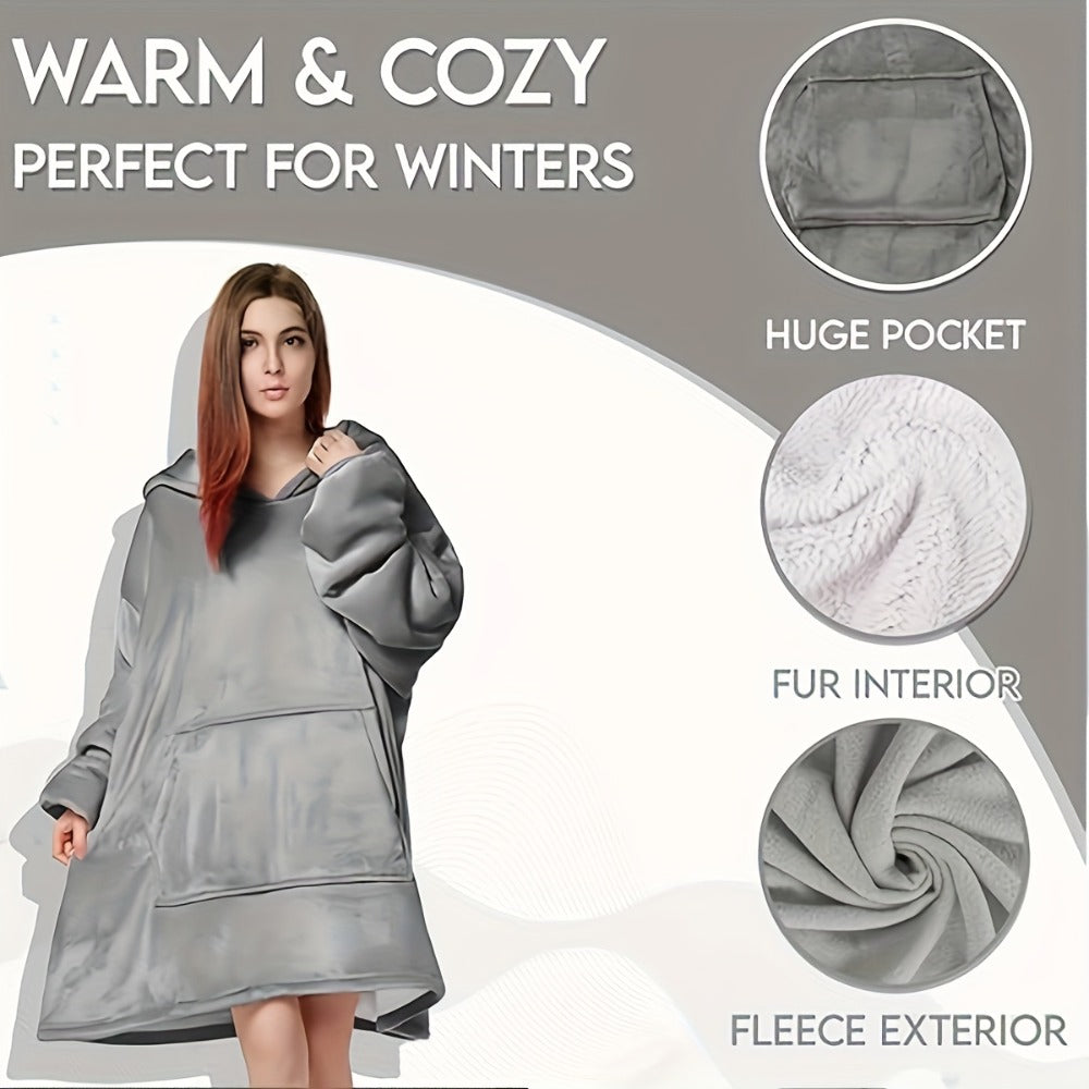 Hooded Wearable Blanket – Double-Sided Flannel Suede Hoodie Blanket for Women & Men, 500gsm Oversized Warm Cozy Sweatshirt - product image 12