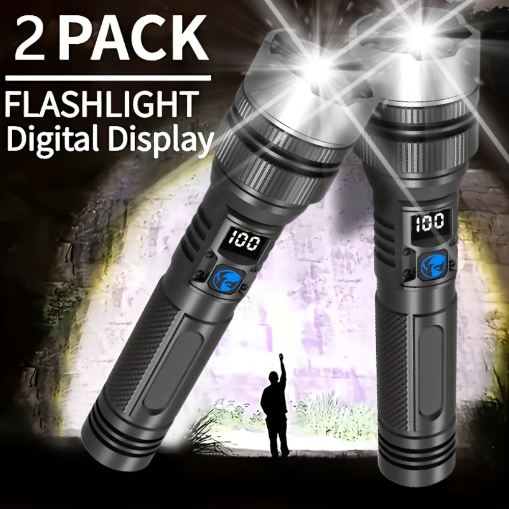 LED Flashlight Rechargeable 1000 Lumen – 2-Pack Super Bright Tactical Flashlight with Digital Display, Camping Fishing Hunting Emergency Lighting, Gift Box Included, Father's Day G - product image 5